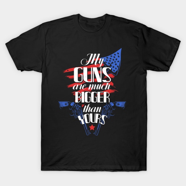 Gun Owner Gun Lover Pistols USA Flag Guns T-Shirt by Foxxy Merch